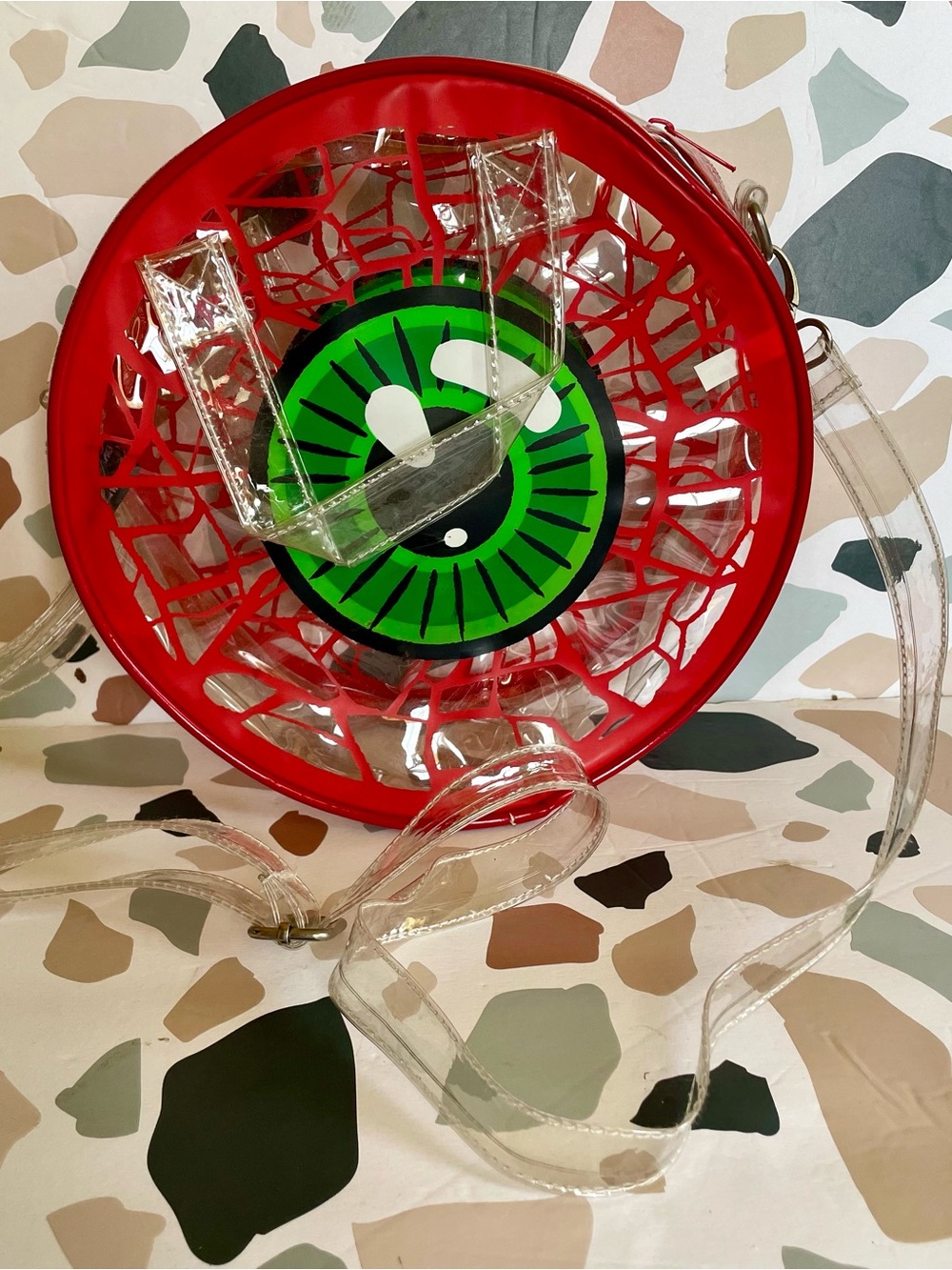 Kreepsville 666 Red Round Green Eyeball Clear-Accent Shoulder Bag